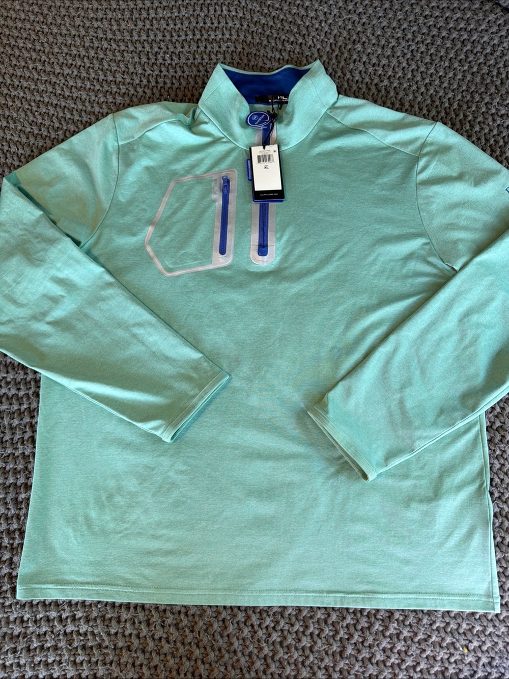 NEW RLX Ralph Lauren Mint Green Quarter-Zip Pullover Men Size XL